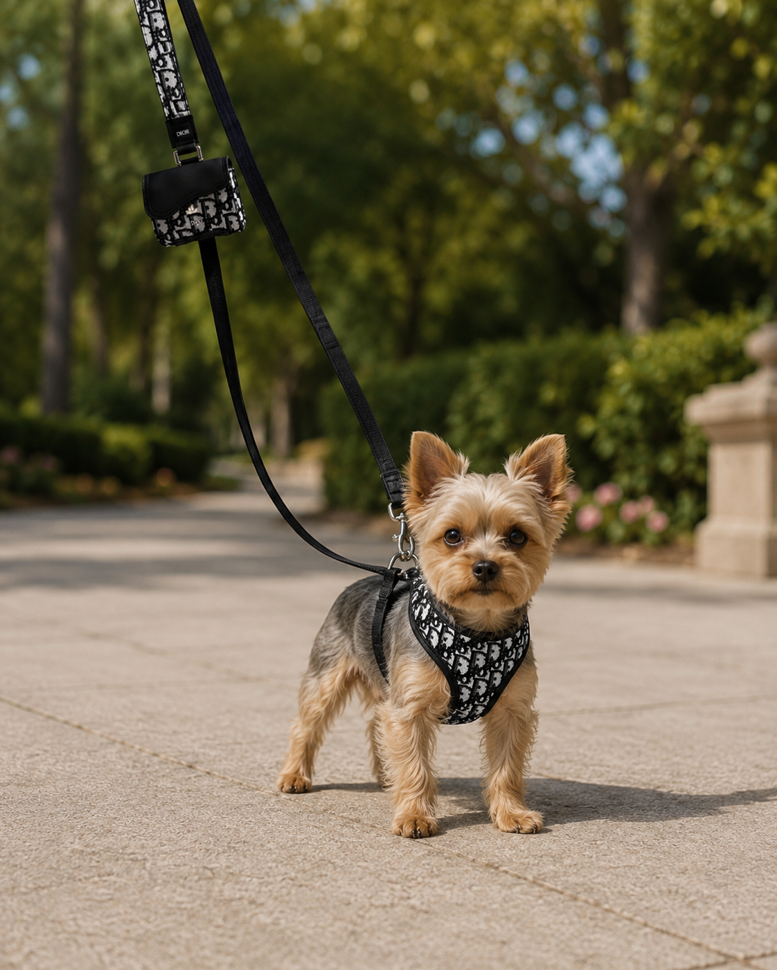 Paris Monogram leash + Pouch + Harness