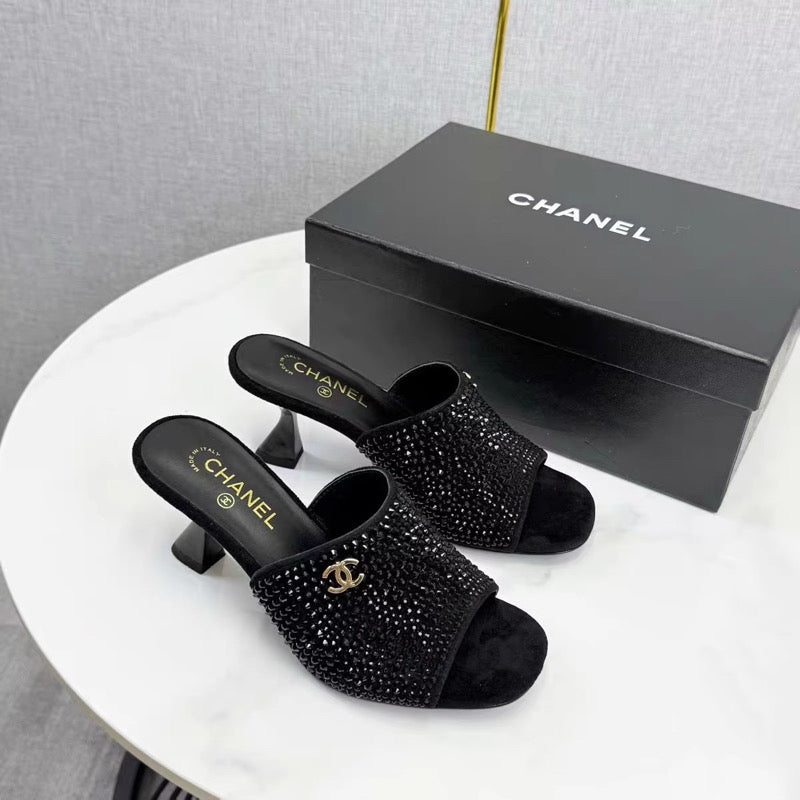 Bedazzled or Patent Mules