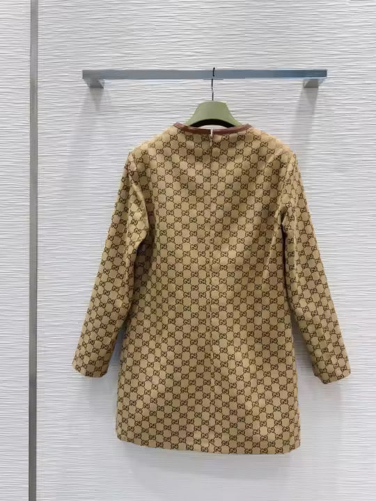 Brown jacquard Dress with Detail