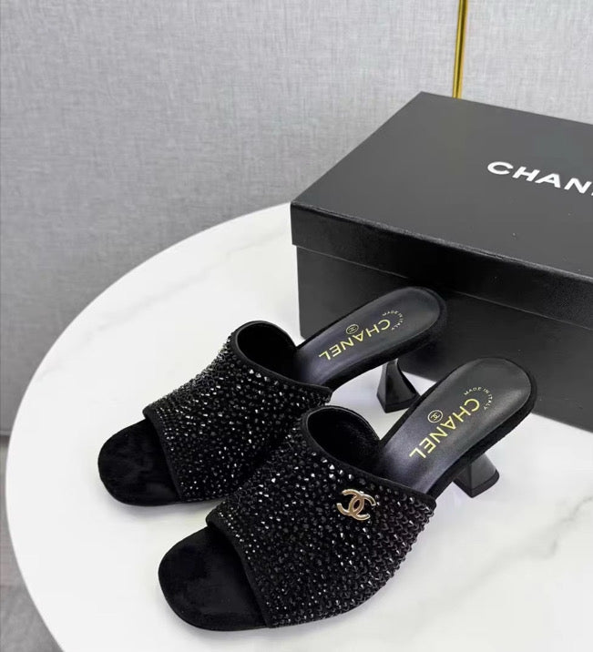 Bedazzled or Patent Mules