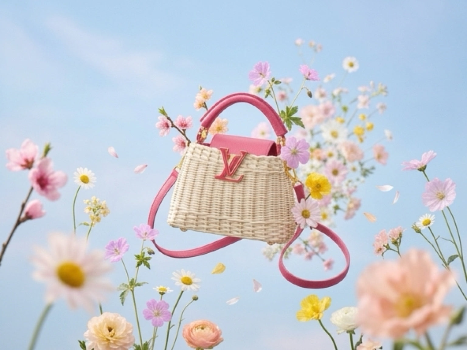 Mini pink rattan purse