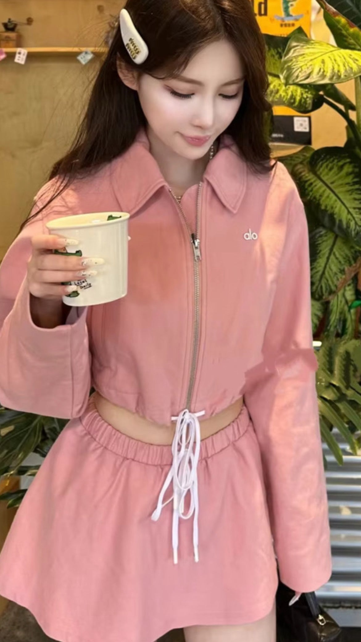 Two Piece Skirt Set with drawstring
