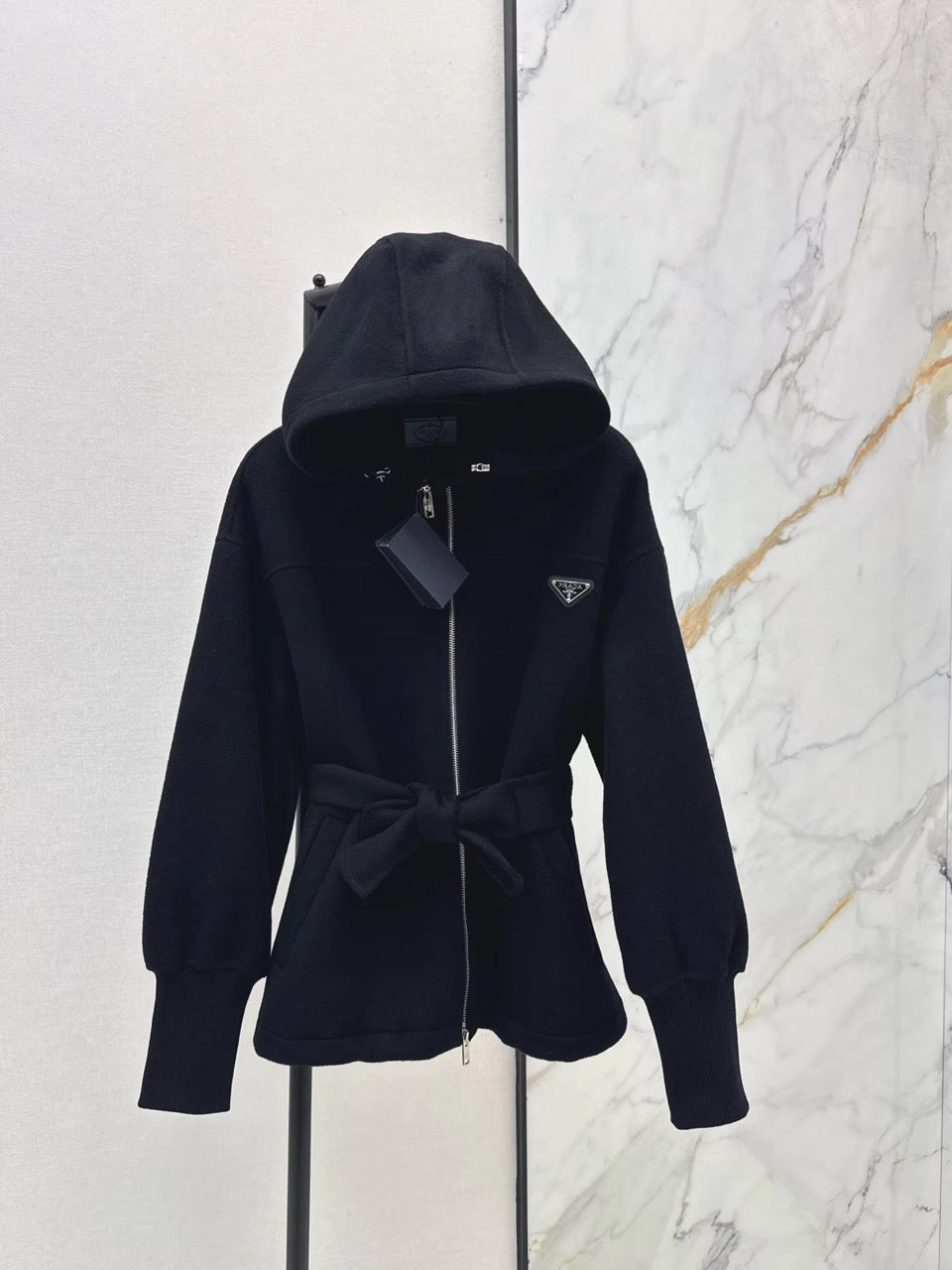 Coat with hoodie