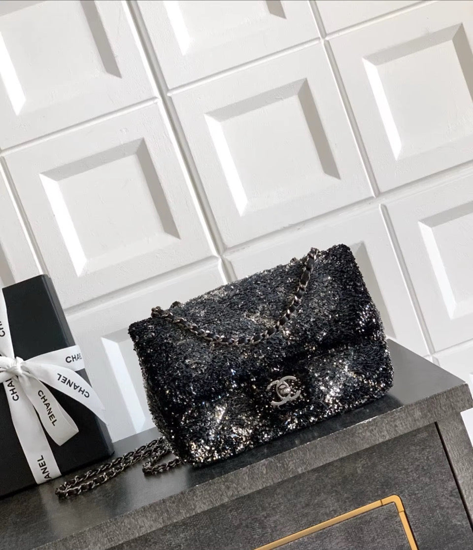 Black & Silver Sequins Bag