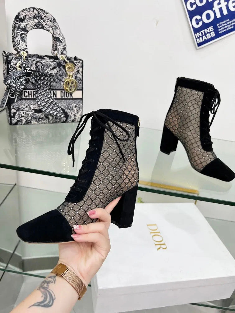Sheer lace up Boots