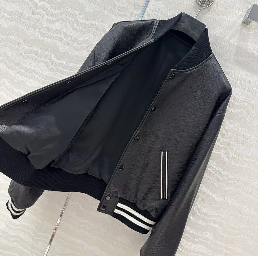 Black Leather Varsity