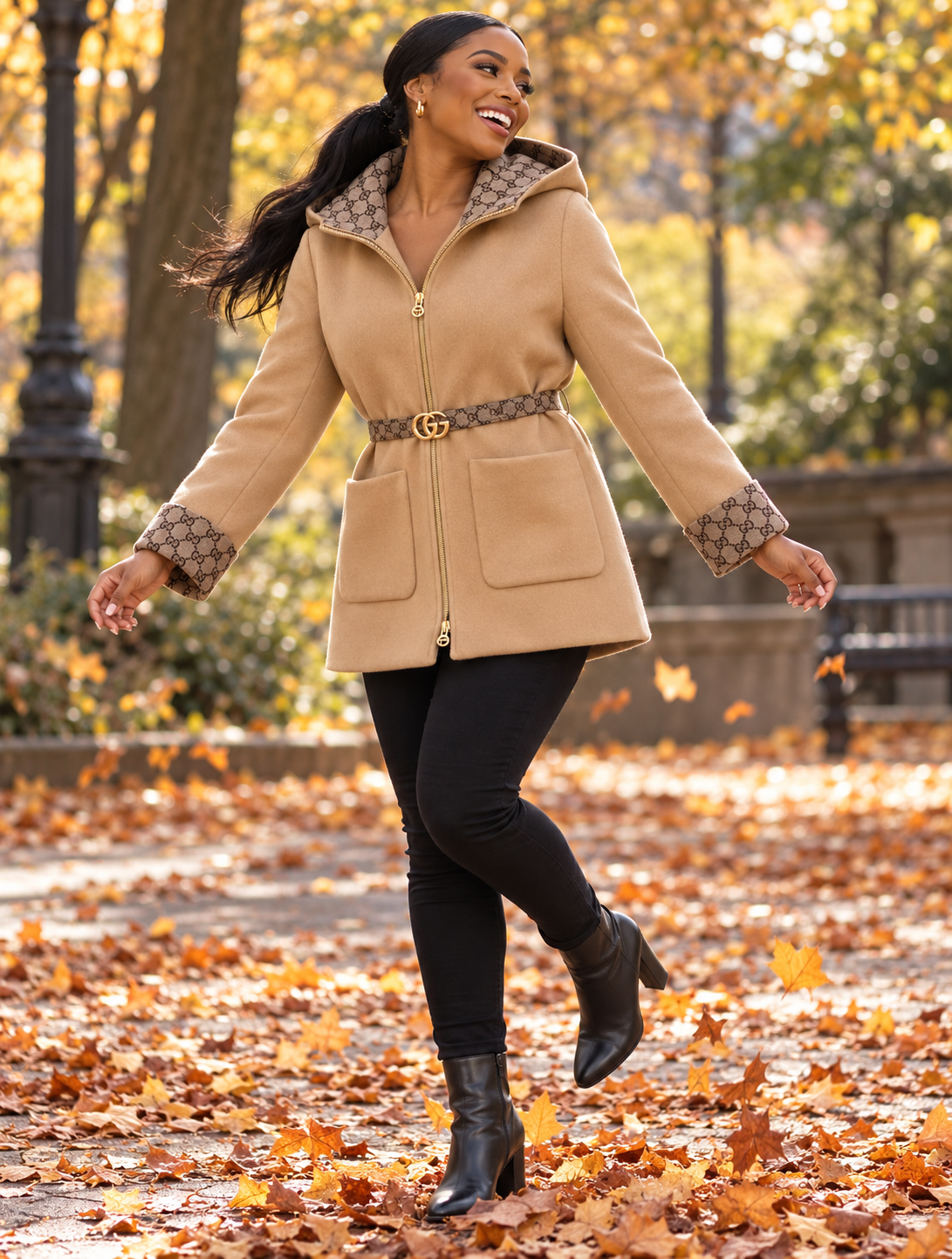 The Camel Luxe Hooded Coatp