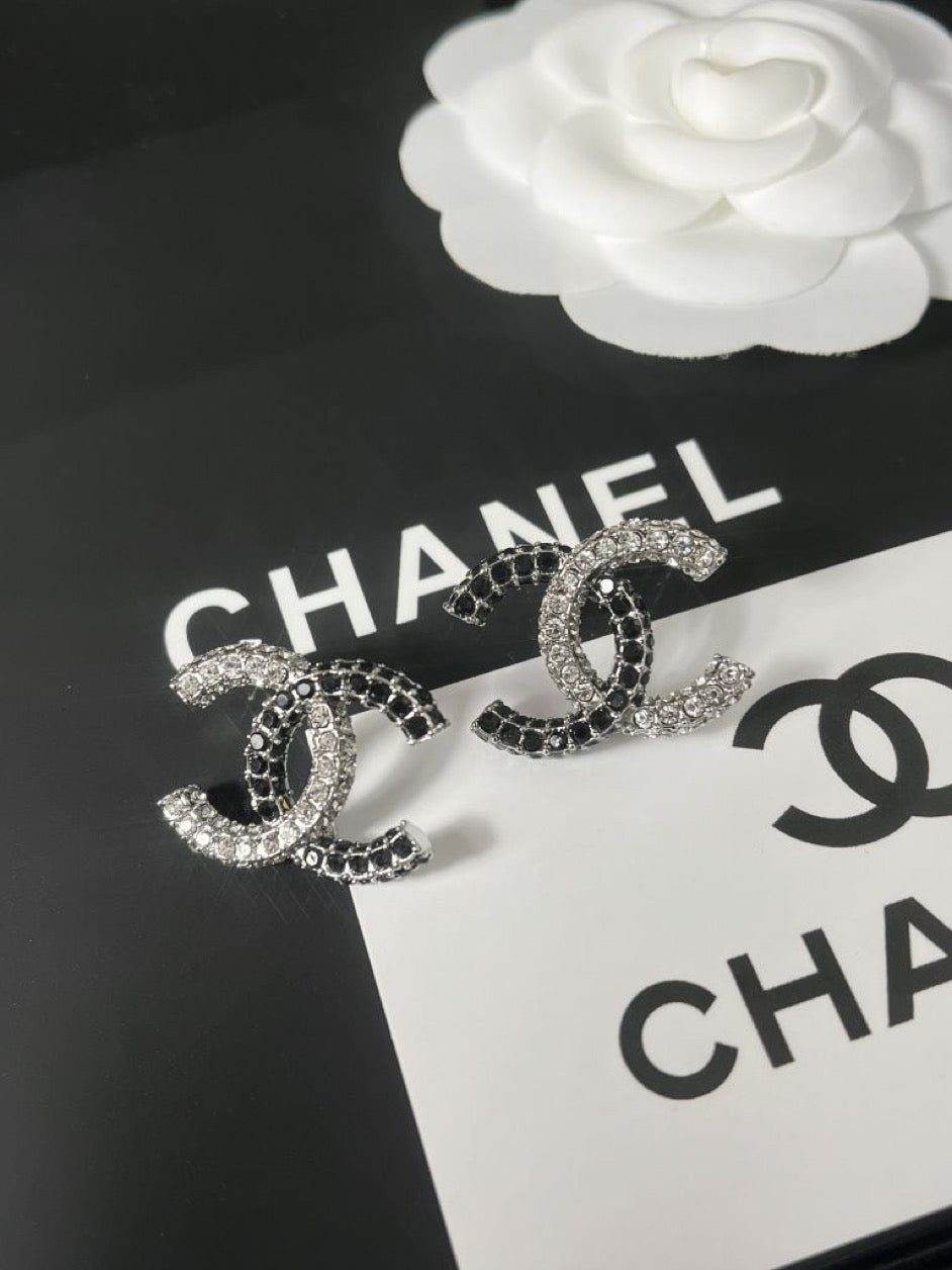 Half silver half black  earrings