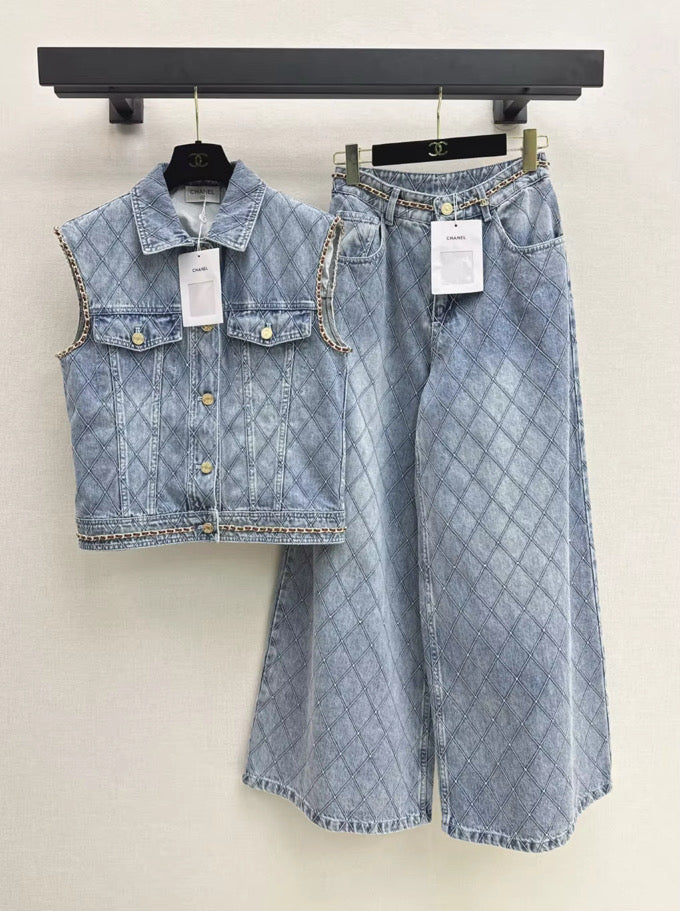 The Sutton Quilted Denim Set
