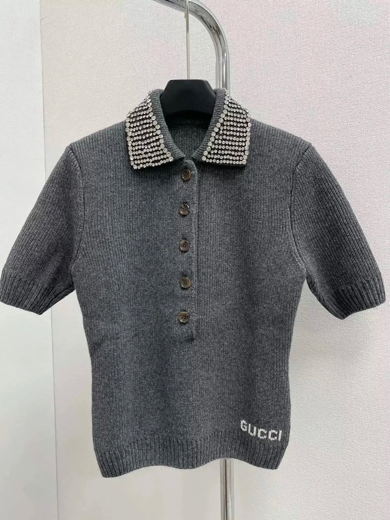 Gray Bedazzled top