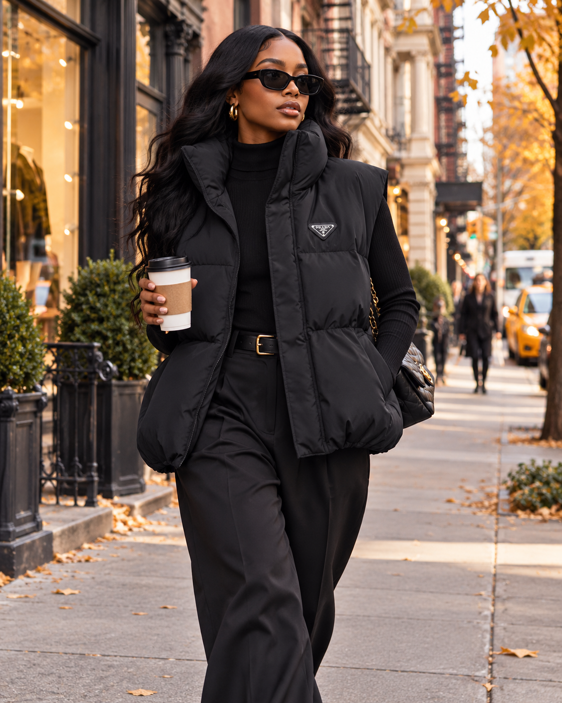 Luxe Quilted Puffer Vest – Midnight Black