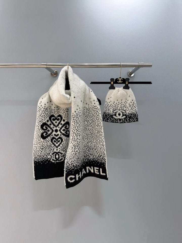 White & Black Beanie or Shawl