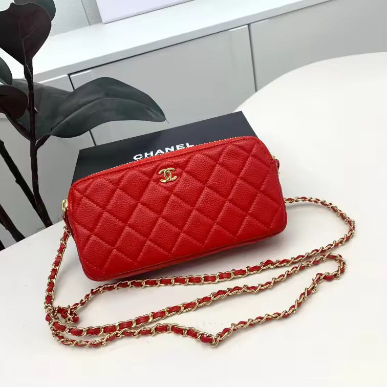Square oblong bag with gold hardware
