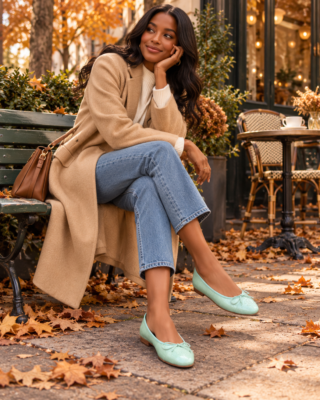 Iridescent Croc-Embossed Ballet Flats