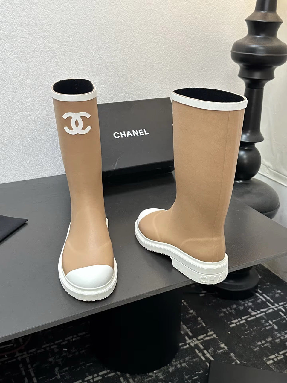 NEW! Rubber Boots white sole