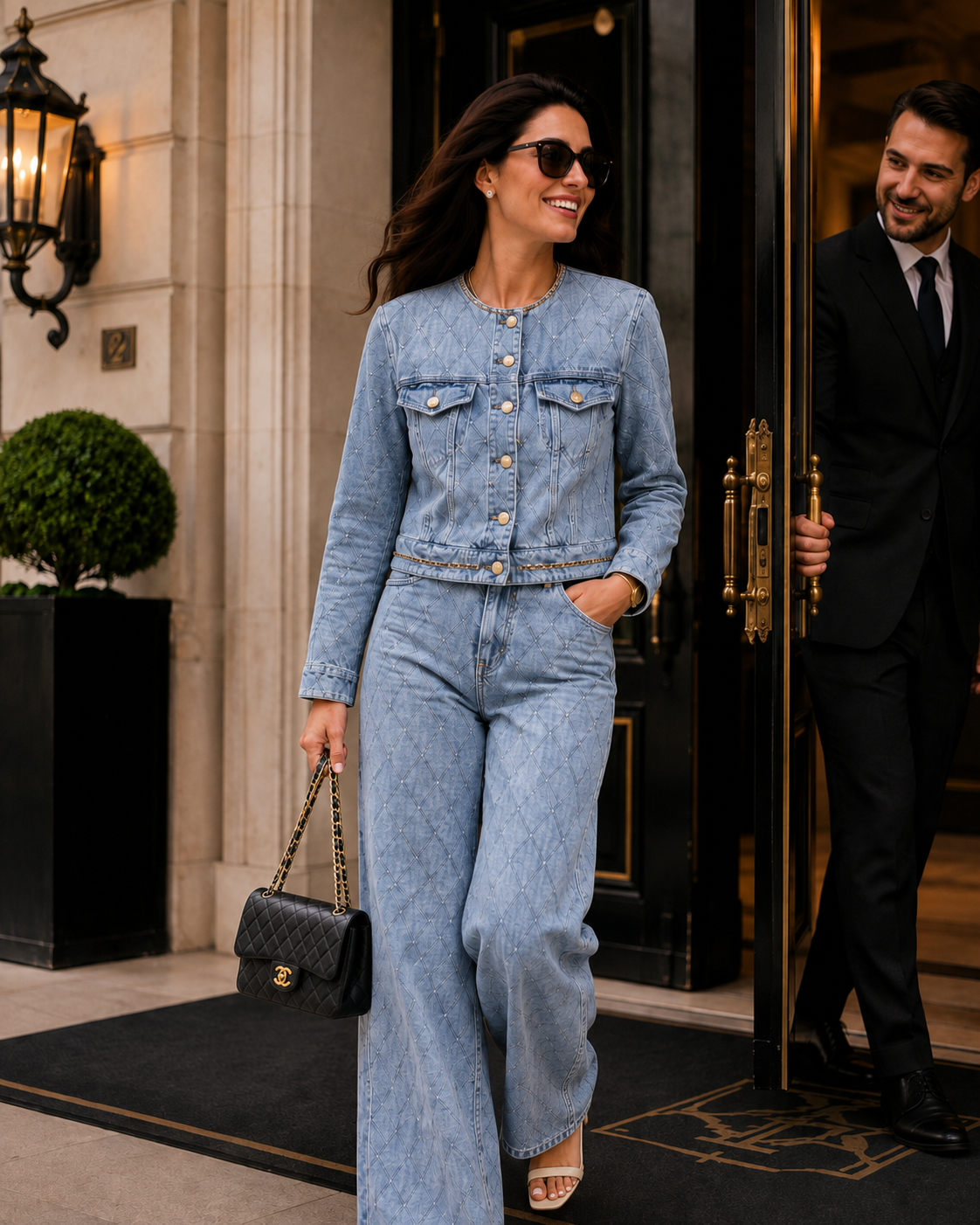 The Sutton Quilted Denim Set