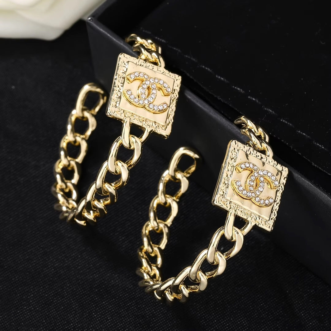 Gold Chain Hoops