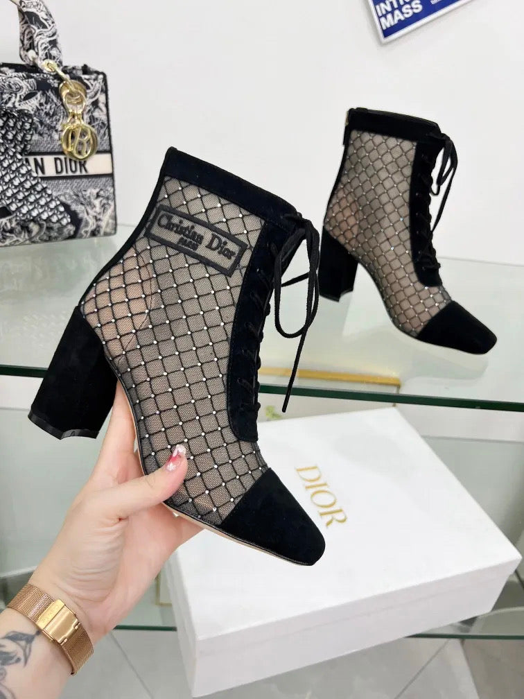 Sheer lace up Boots
