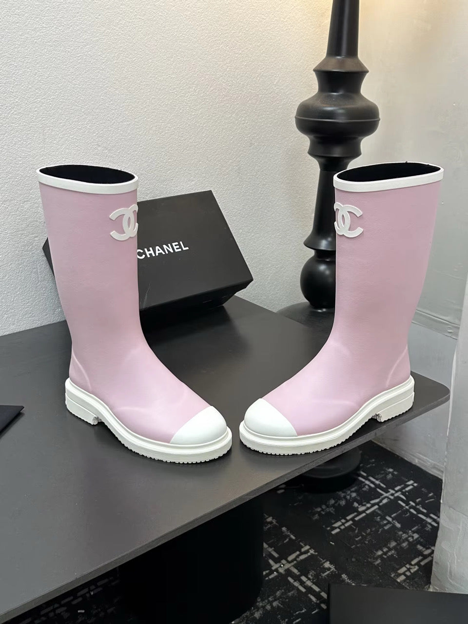 NEW! Rubber Boots white sole