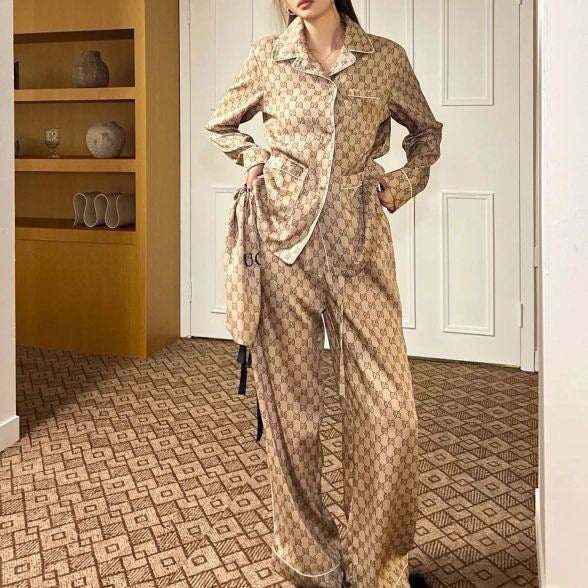 Silk button up set