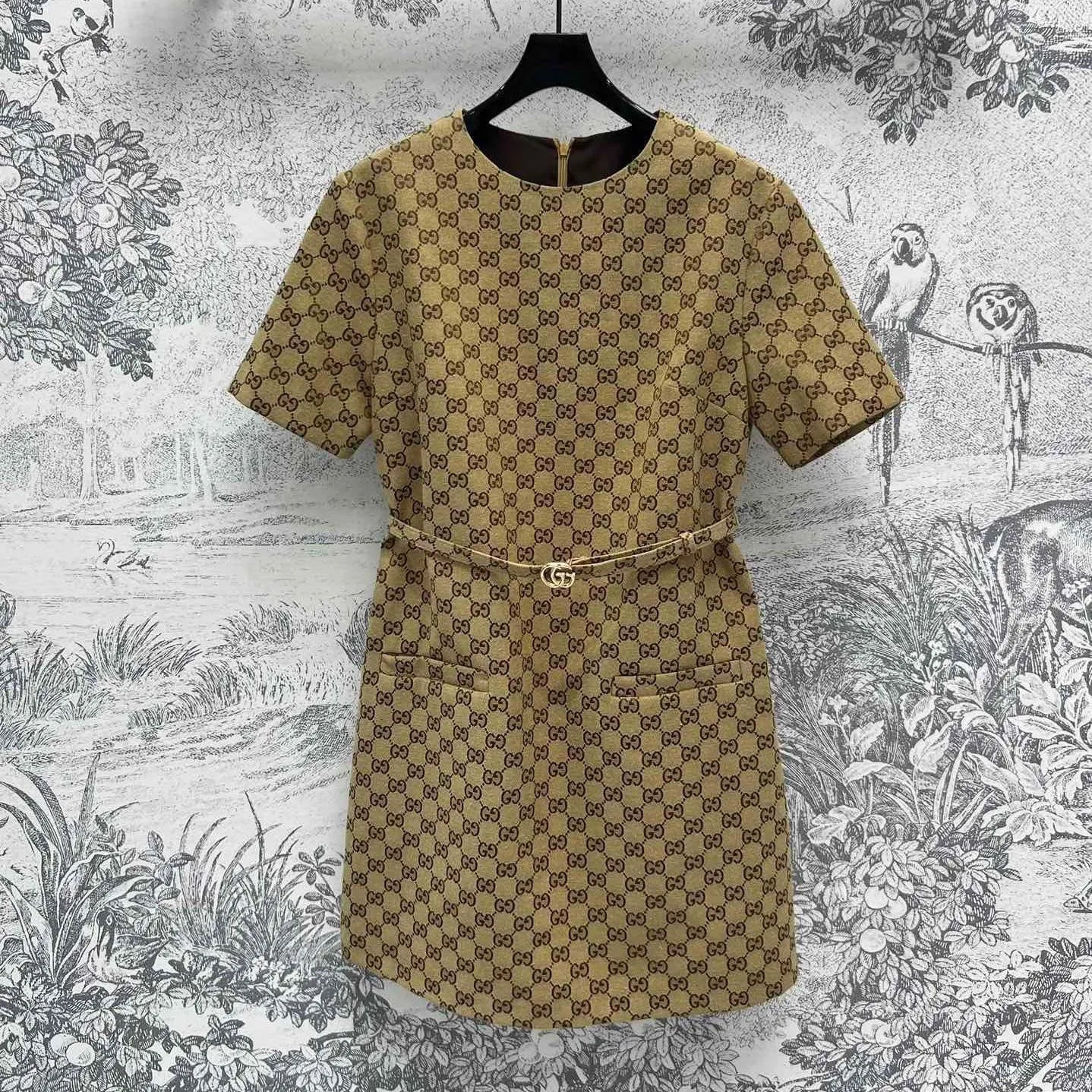 Jacquard Mini Dress with Belt