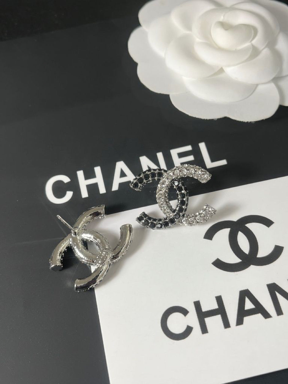 Half silver half black  earrings