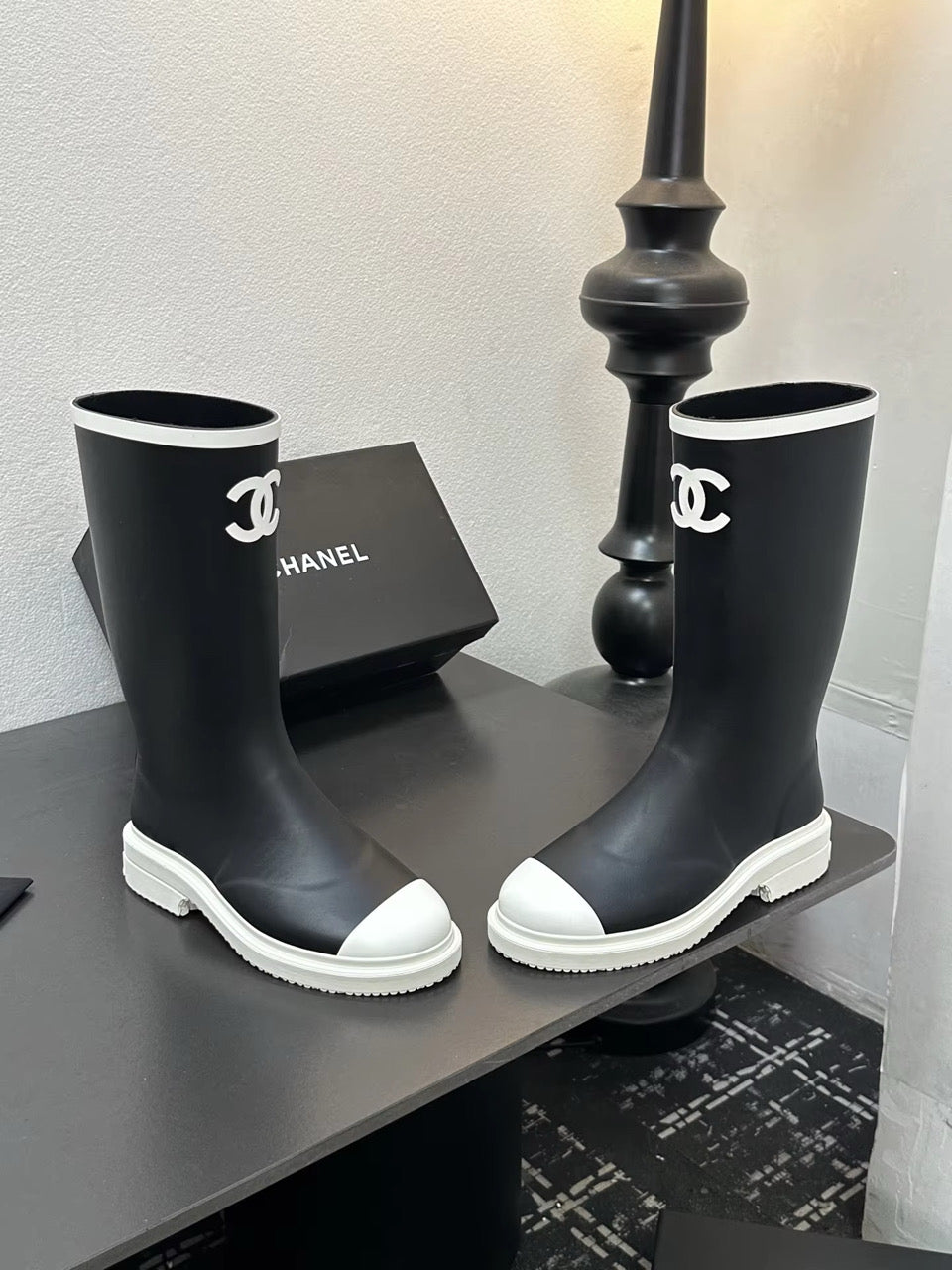 NEW! Rubber Boots white sole