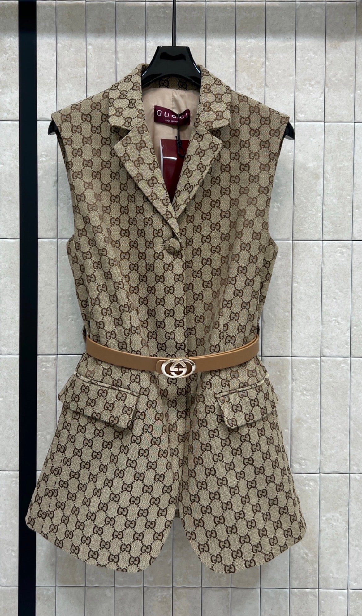 Brown Vest Top with belt