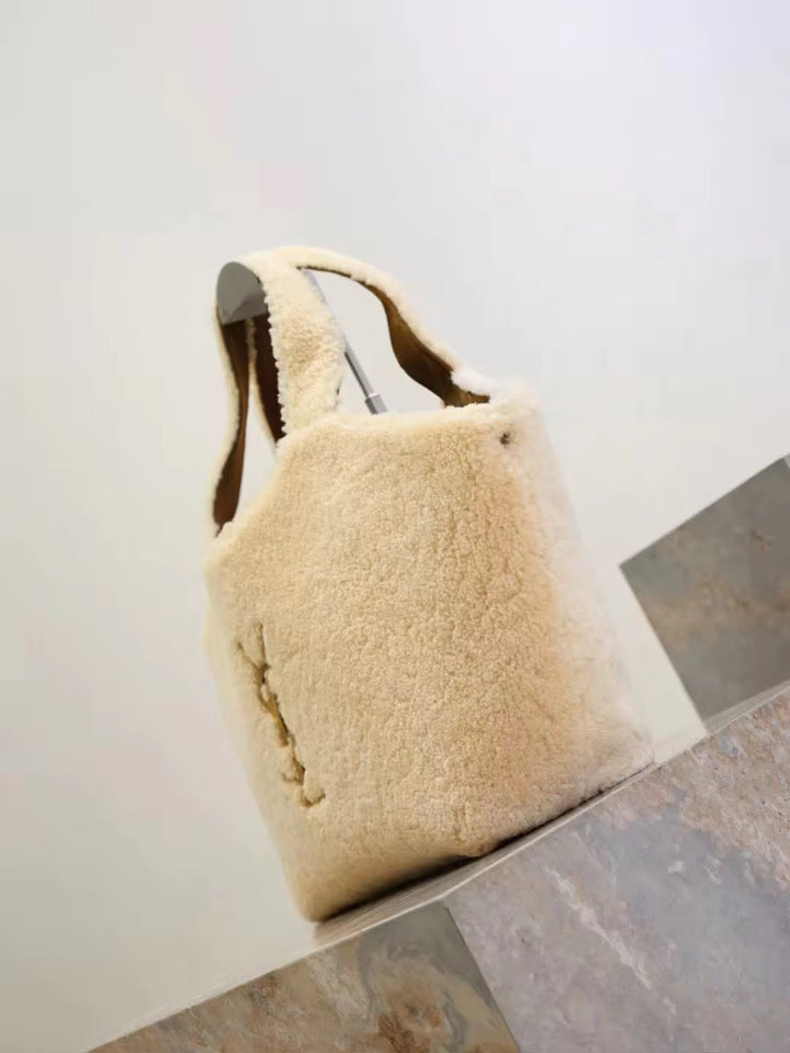 Shearling Tote with wallet