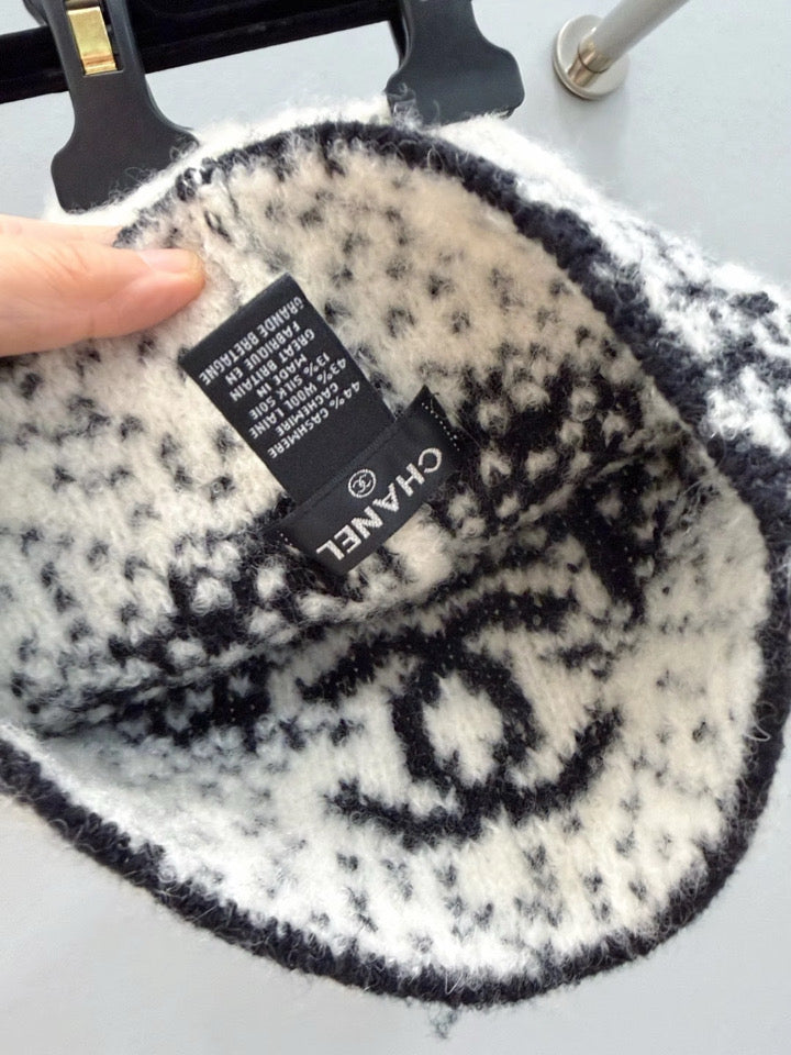 White & Black Beanie or Shawl