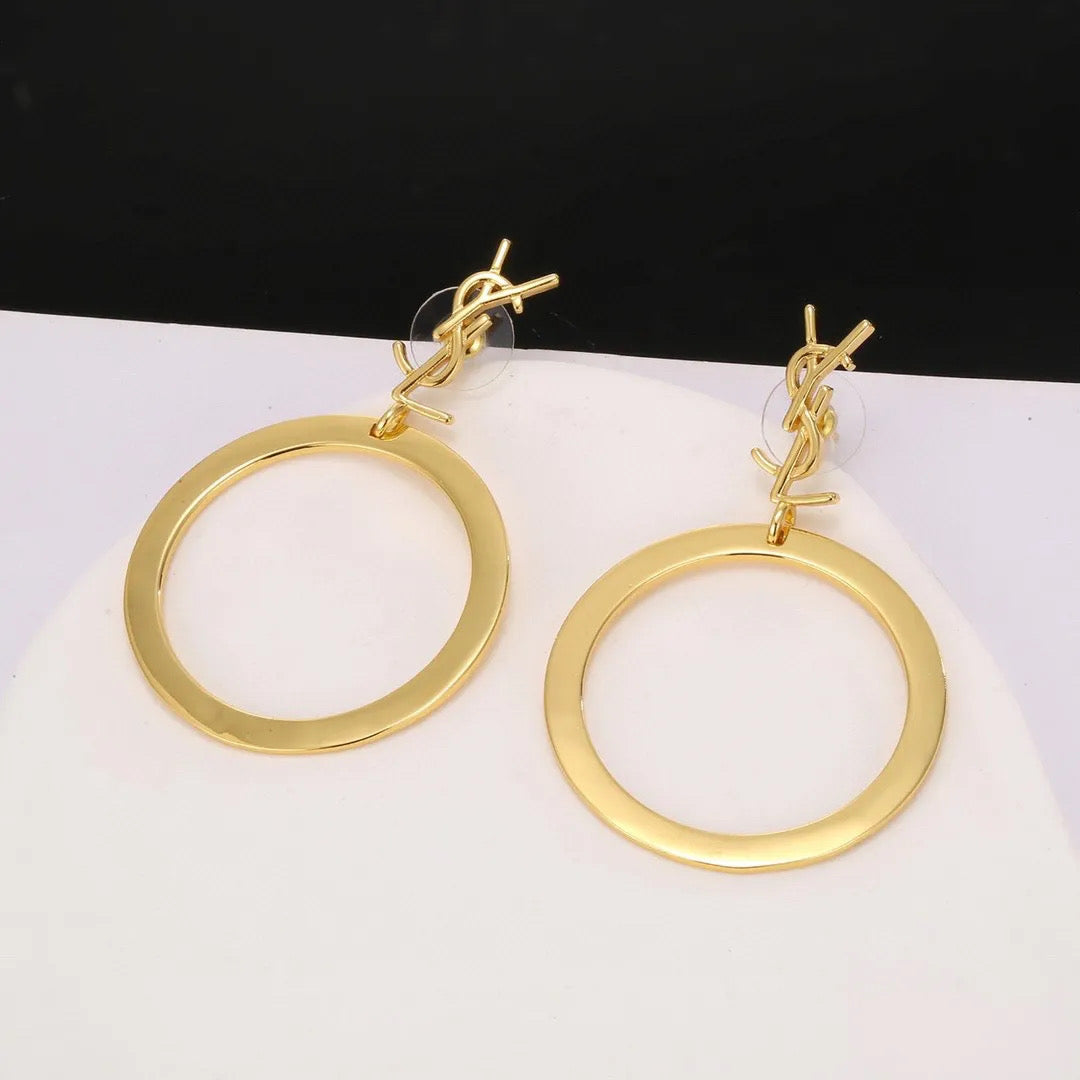 Medium Hanging Gold Hoops