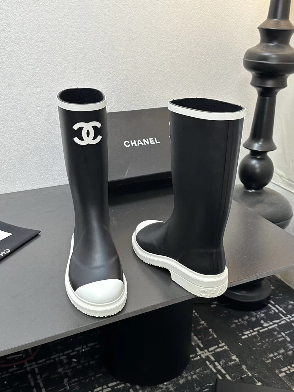 NEW! Rubber Boots white sole