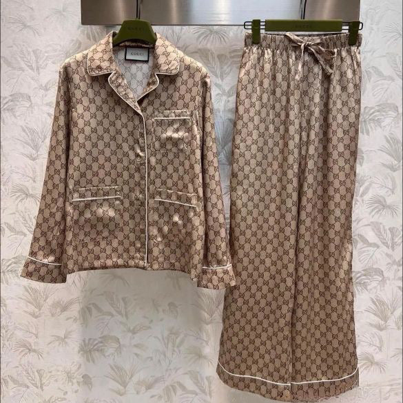 Silk button up set