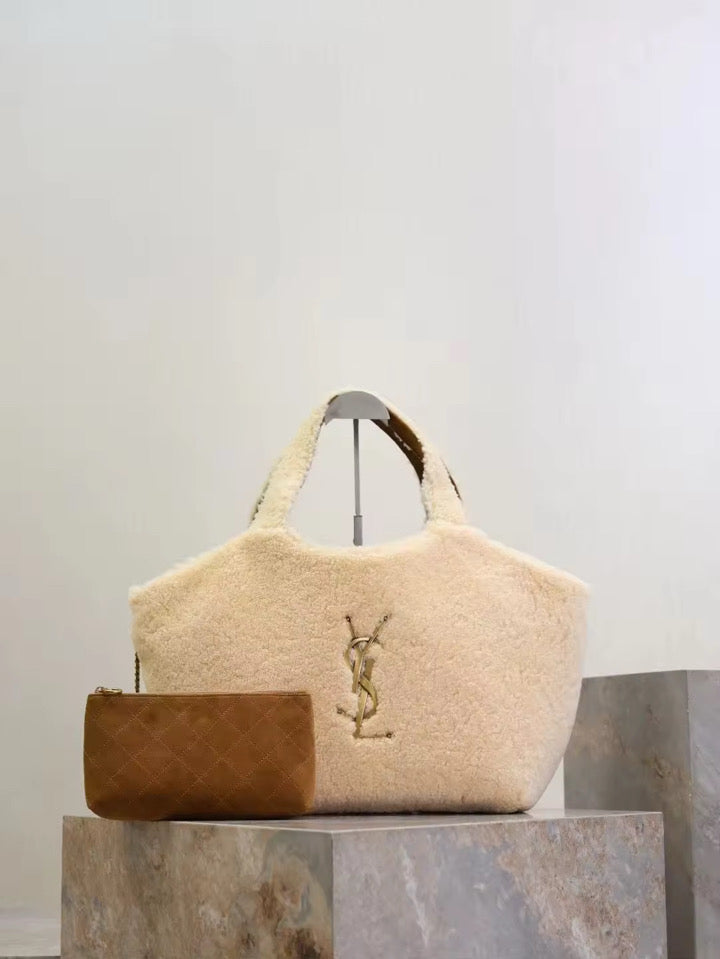 Shearling Tote with wallet
