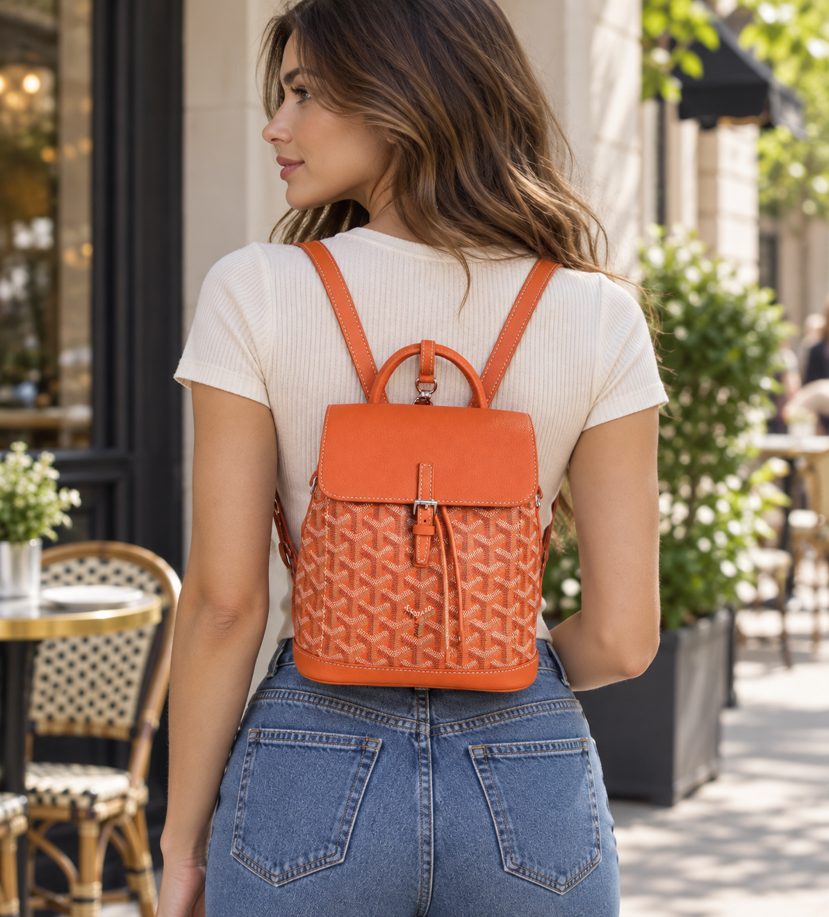 Medium leather backpack