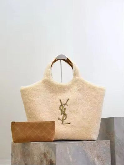Shearling Tote with wallet