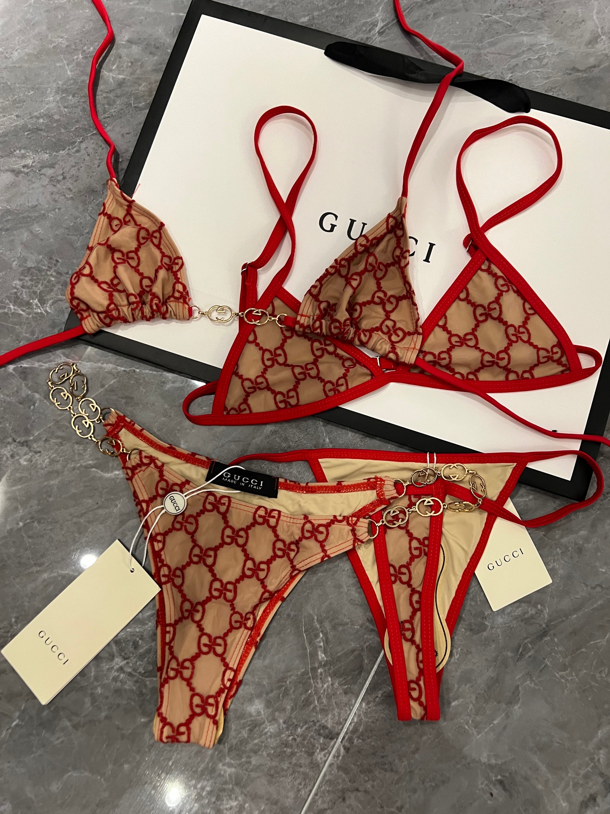 Red outline swim