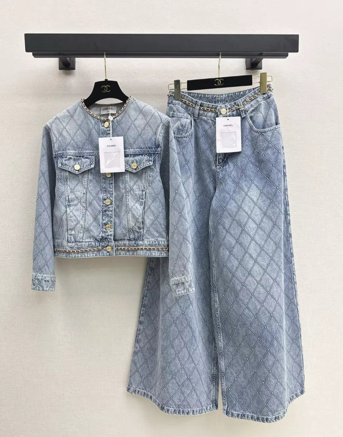 The Sutton Quilted Denim Set
