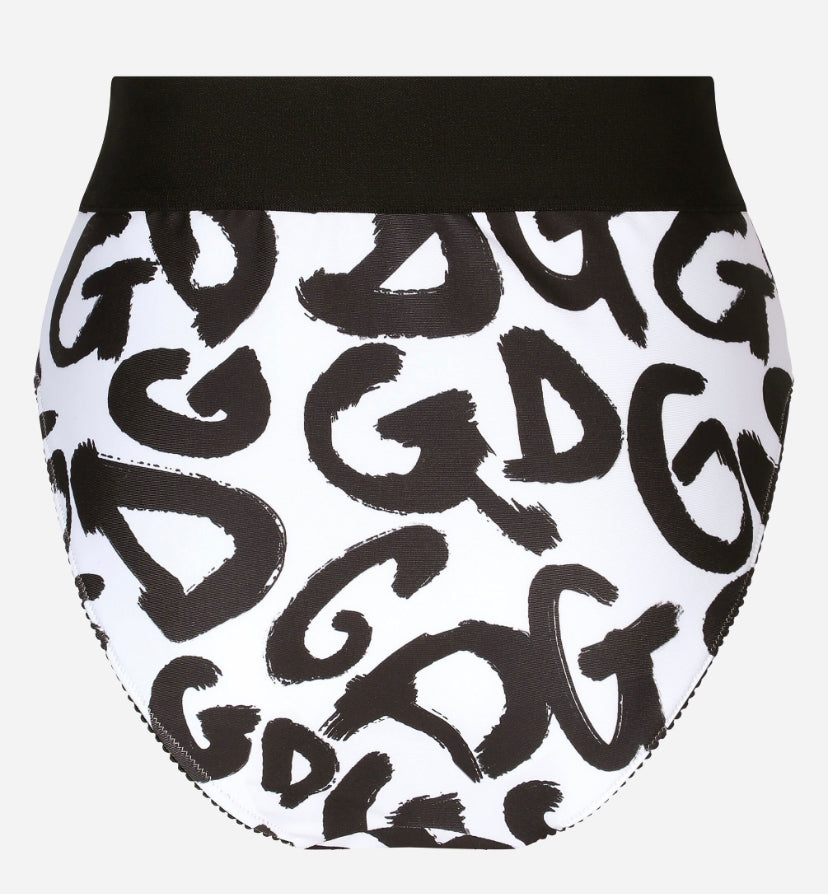 Black & White high waist swim