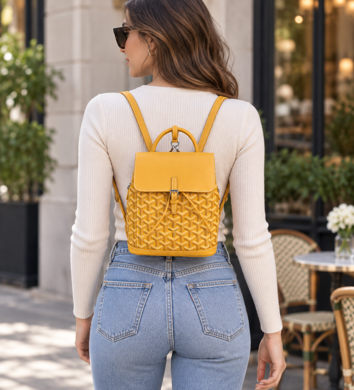 Medium leather backpack