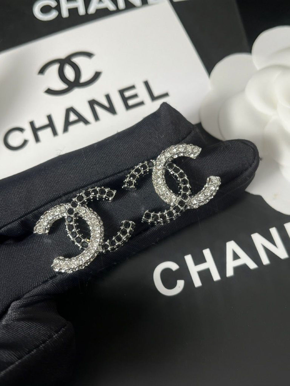 Half silver half black  earrings