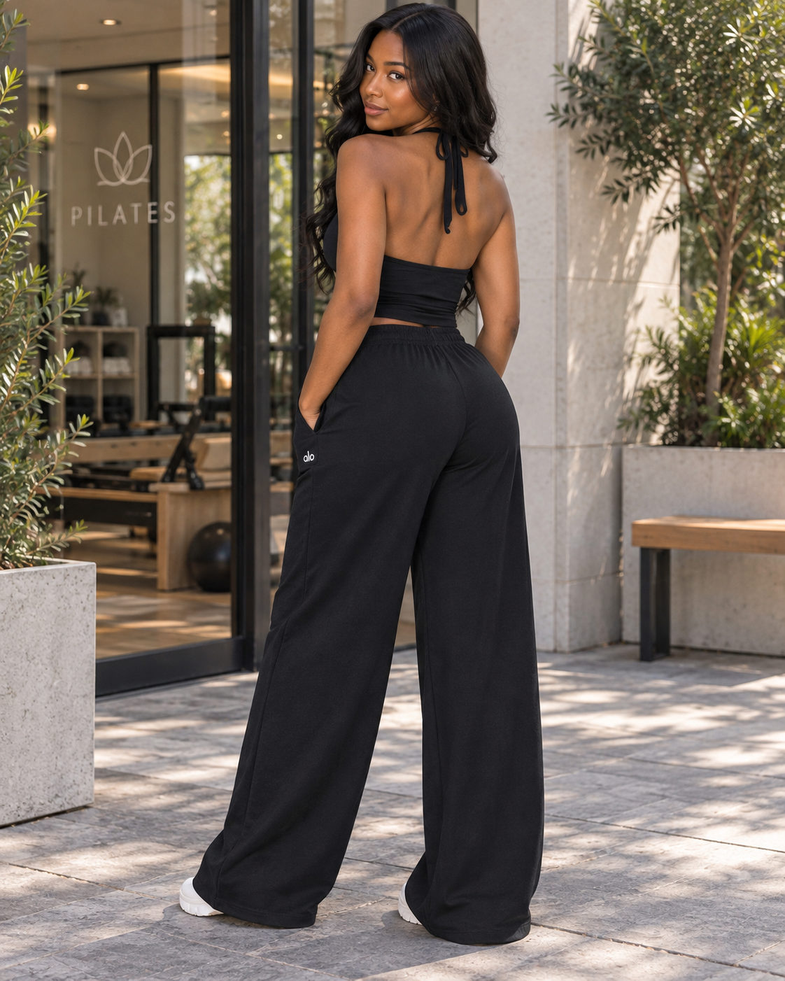 Stretchy halter top pant set | POPULAR