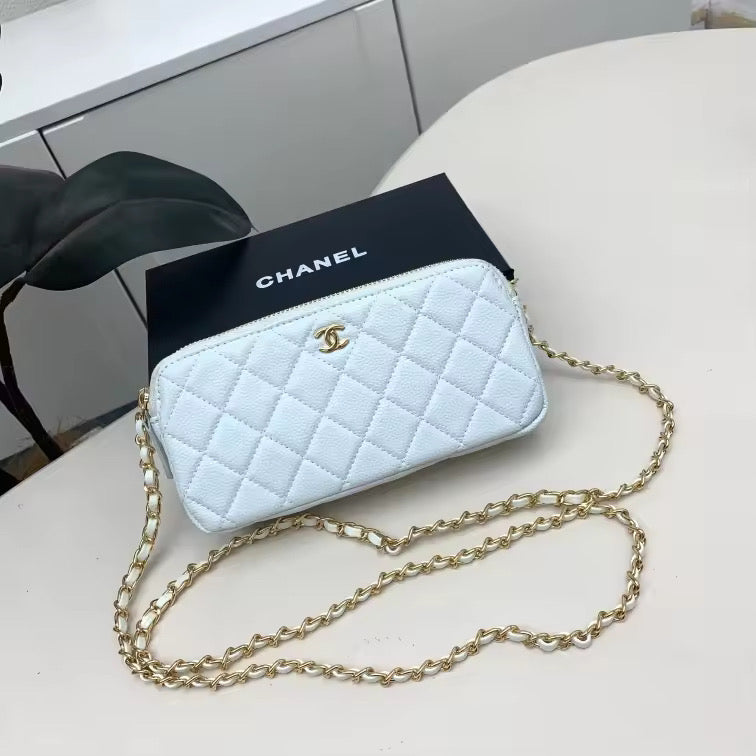 Square oblong bag with gold hardware