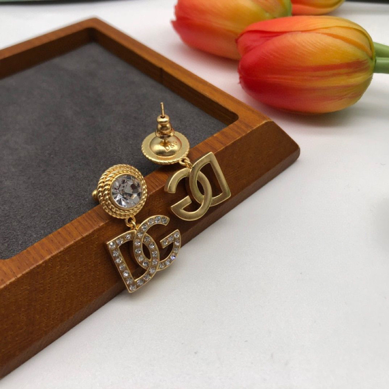 Medium gold bedazzled earrings