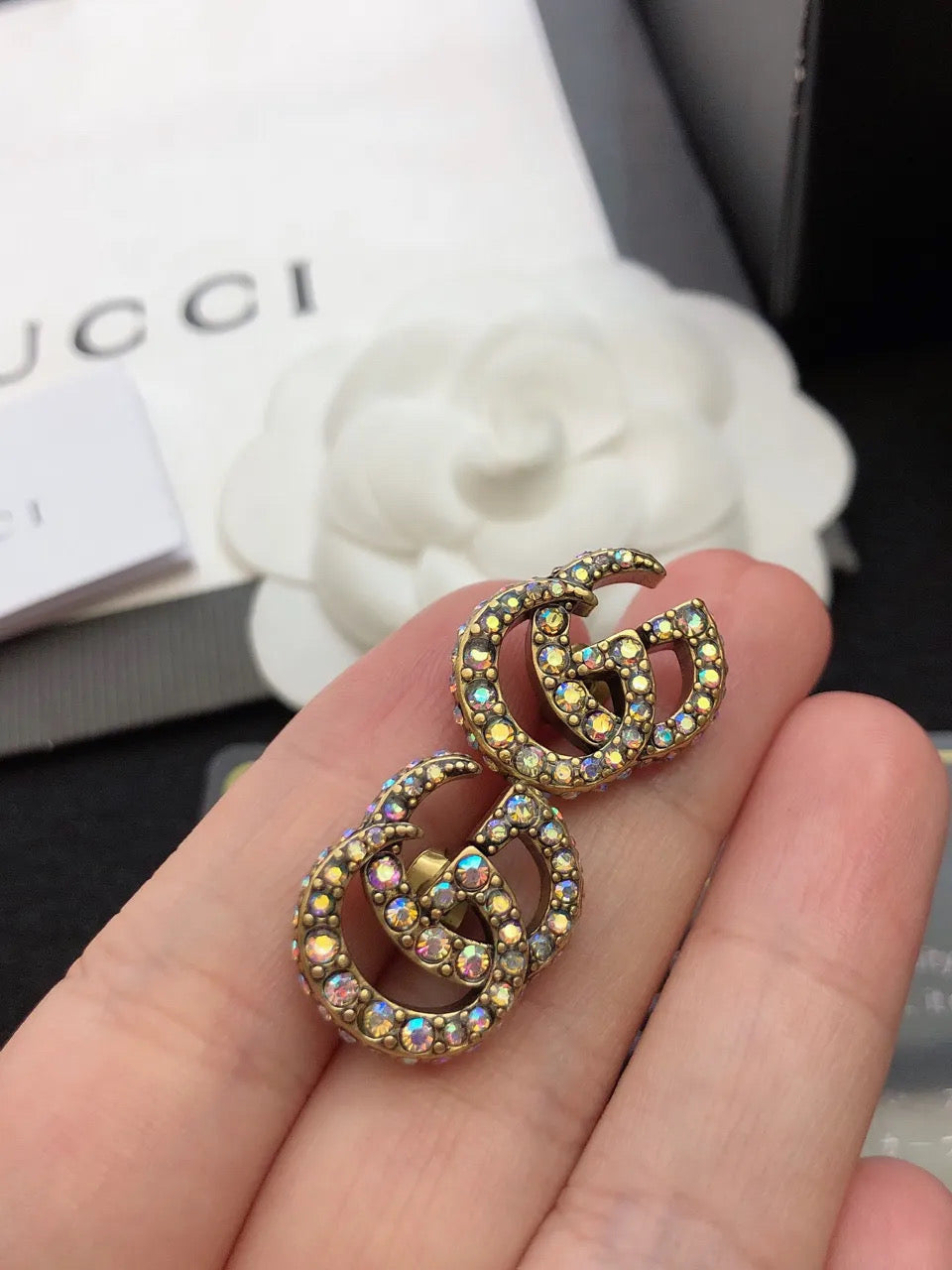 Small multi crystal earrings
