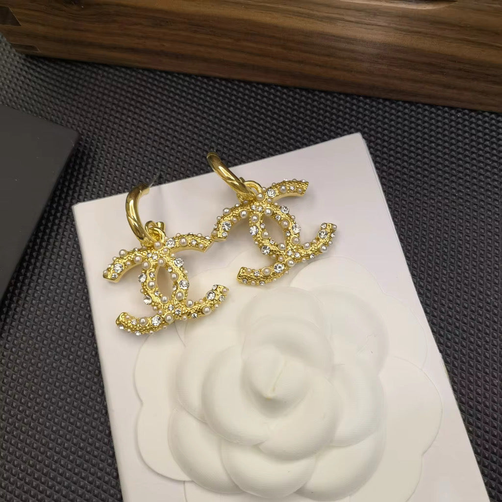 Gold Bedazzled Earrings