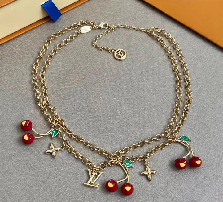 Gold Cherry Necklace