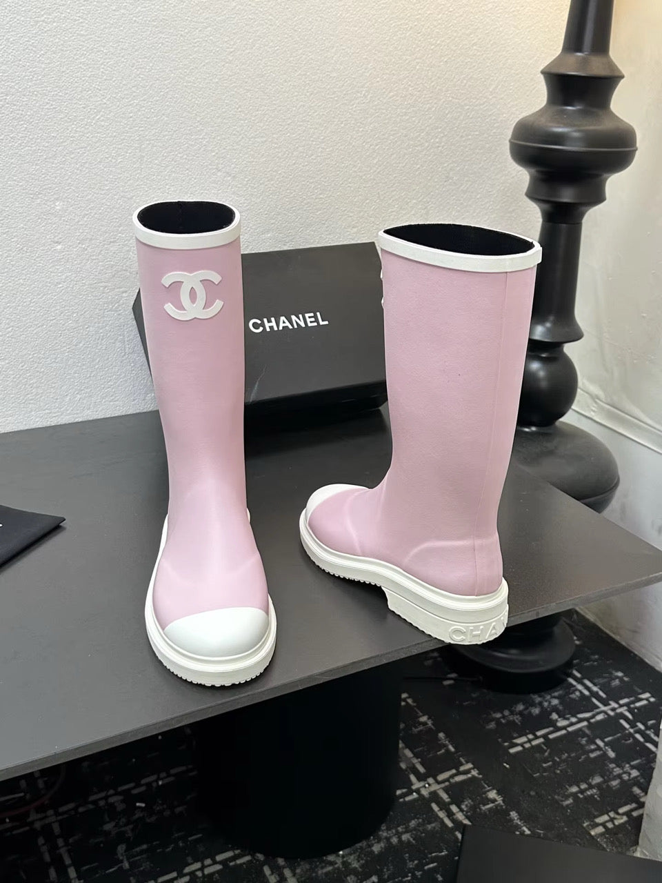 NEW! Rubber Boots white sole