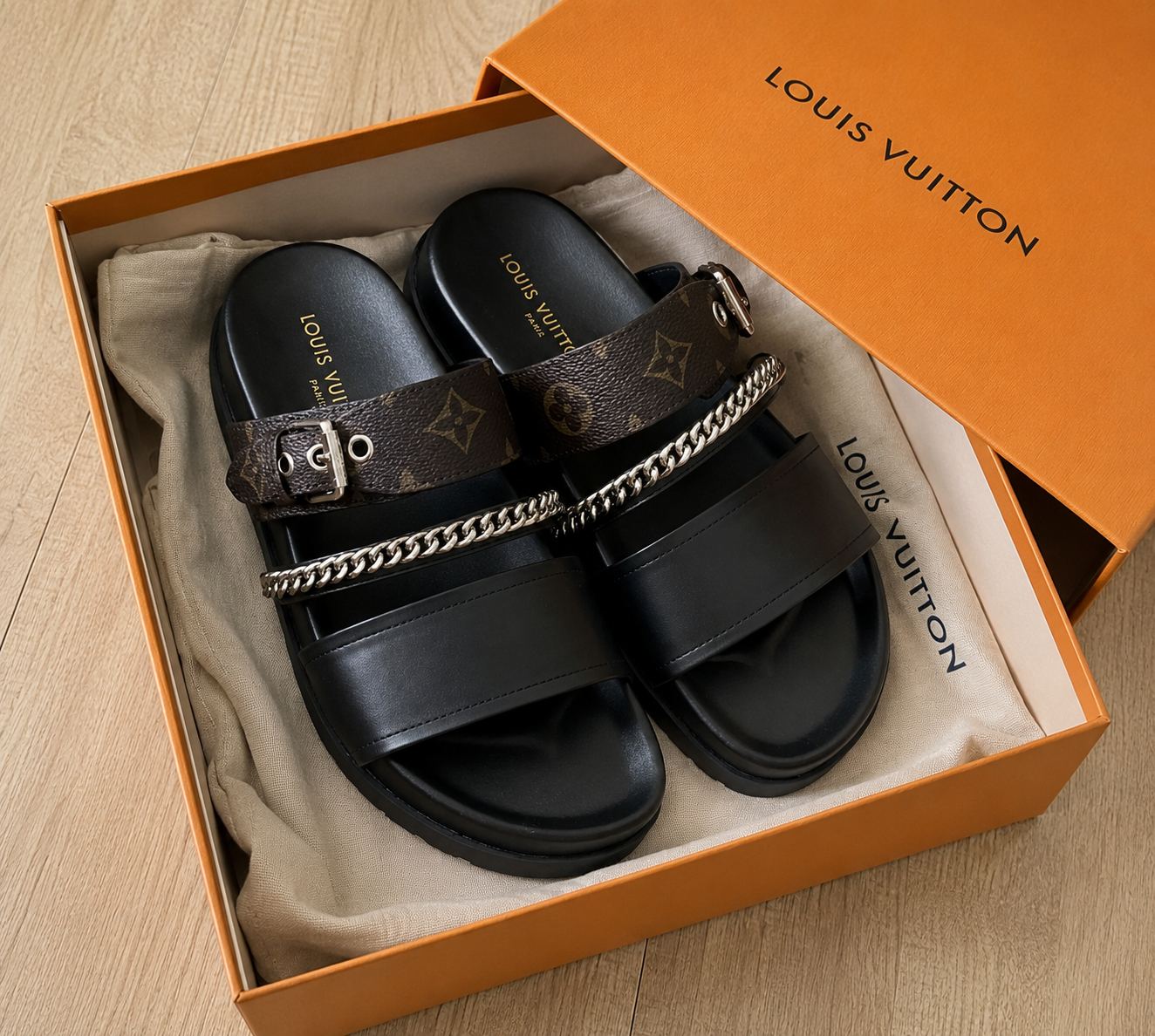 The Monaco Chain Slide Sandals