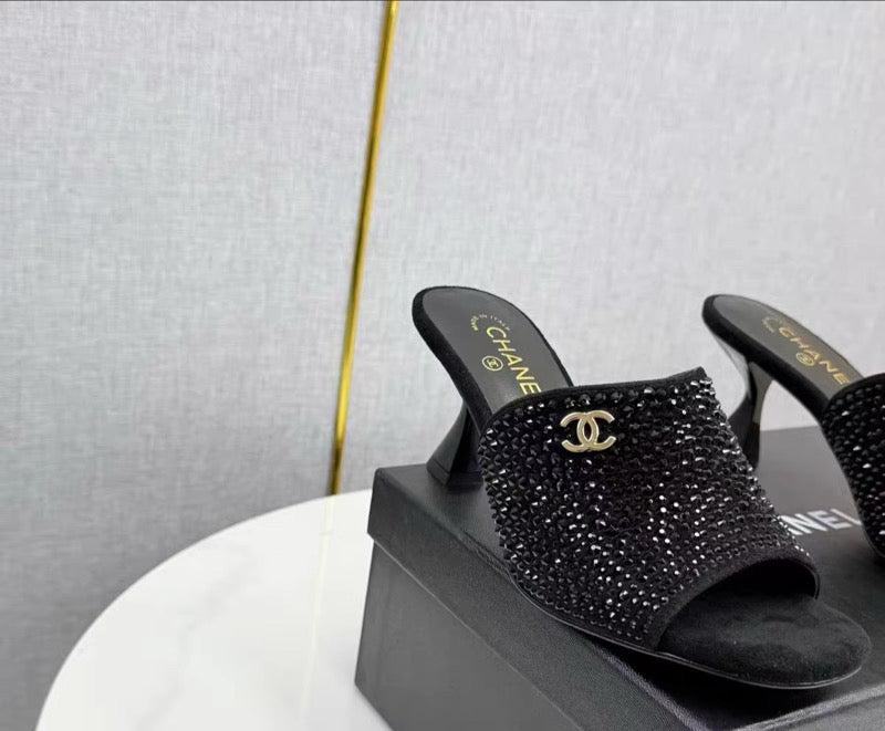 Bedazzled or Patent Mules